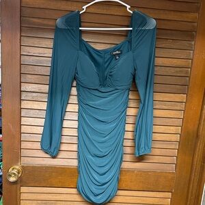 Speechless Elegant Teal Long Sleeve Dress